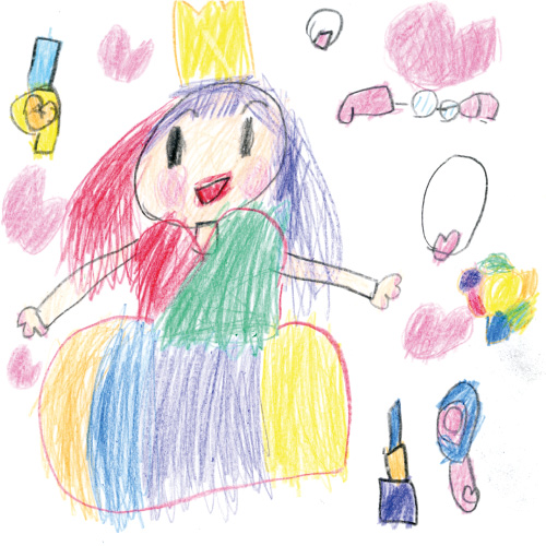 おきにいりのドレスとおけしょうをしてプリンセスになったわたし