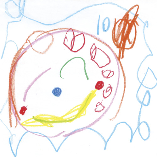 たくさんハートの色とりどりなママのおかお