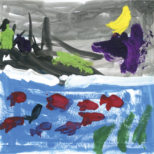 夜の海とサカナ