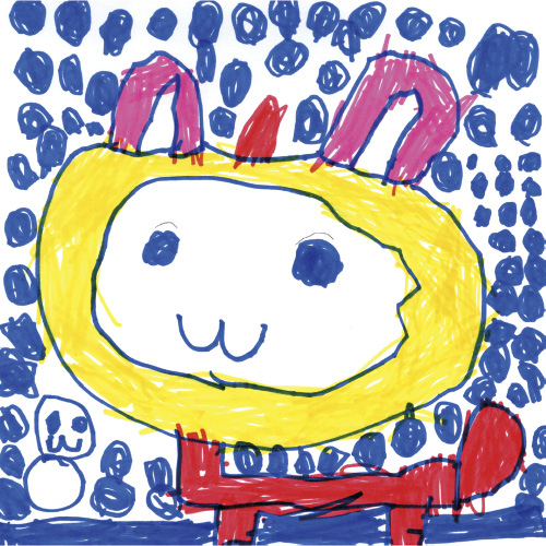 りんごのフードをかぶったうさぎちゃん