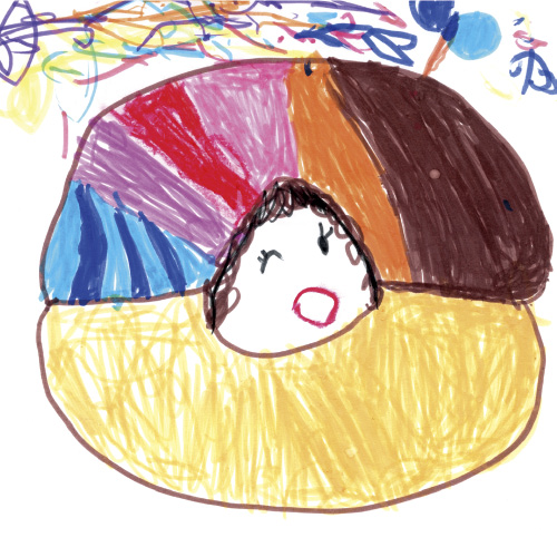 ドーナッツに入るばぁば