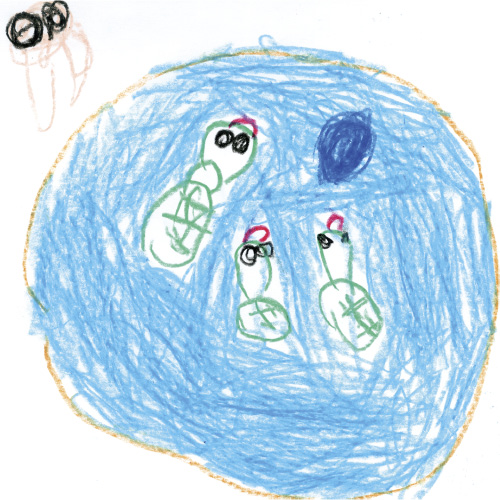 カメの親子と優しく見守る飼育員さん