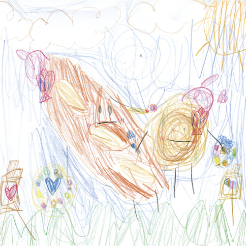 パンが絵を描いているよ