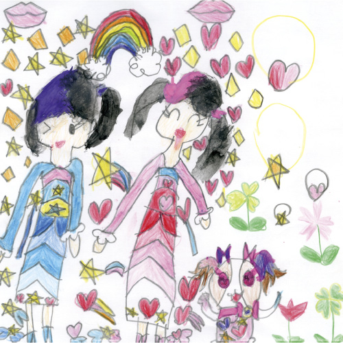 ママと一緒に犬の散歩（想像です）