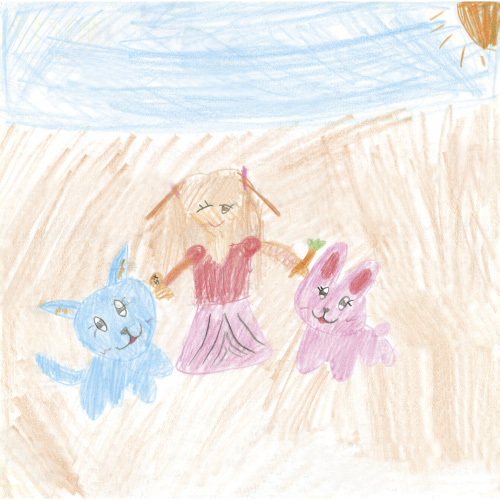 うさぎとねこのふれあい