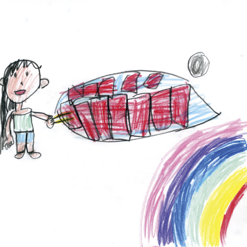 ばさしをたべているところとにじ