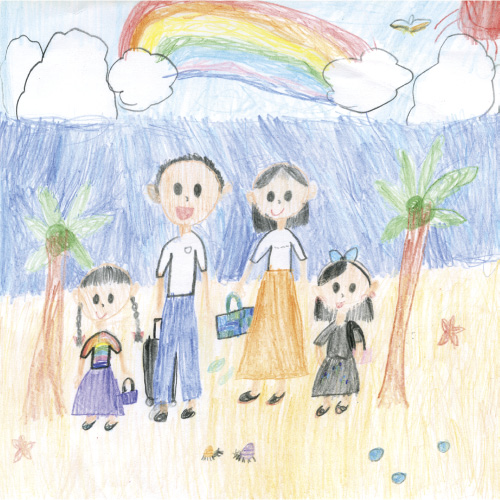 かぞくりょこうでうみへいったよ。