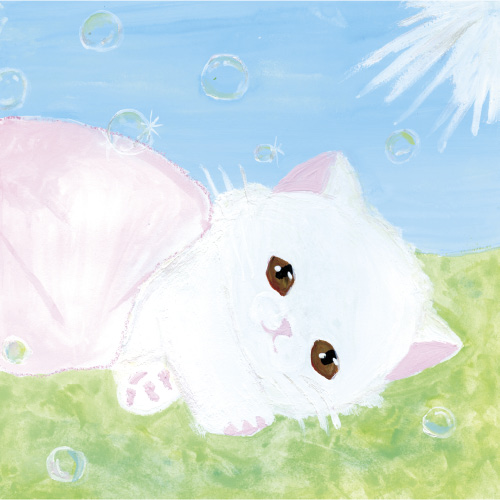 猫とシャボン玉